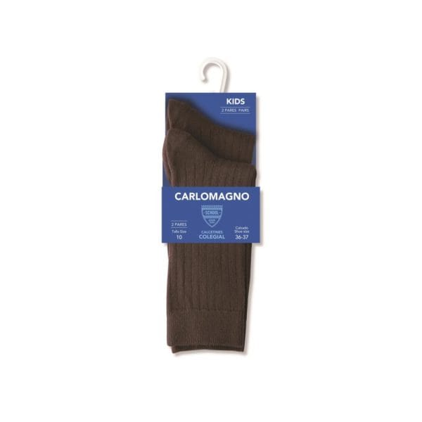 Medias calcetines marrones para niños de Carlomagno en paquete con etiqueta.