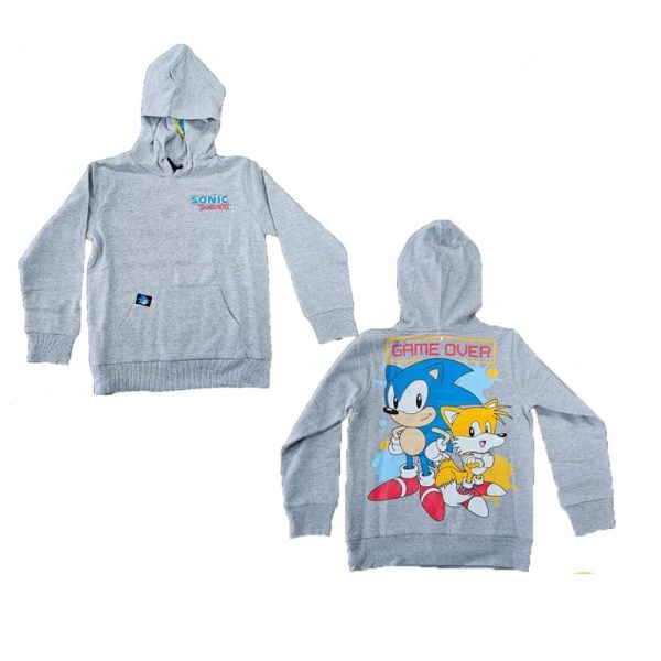 Sudadera gris con diseño de Sonic y Tails, ropa infantil de Ropa La Giralda.