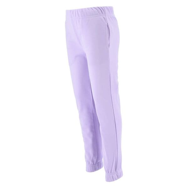 Pantalones deportivos lilas con cintura elástica y puños en los tobillos.