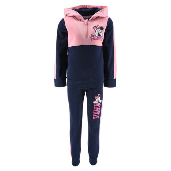 Conjunto deportivo infantil de color rosa y azul con Minnie Mouse.