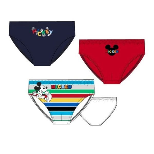 Bóxers infantiles de Mickey Mouse en varios colores y diseños.