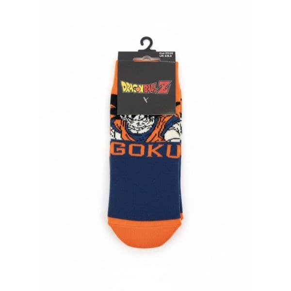 Calcetines de Dragon Ball Z Goku con diseño en azul y naranja.