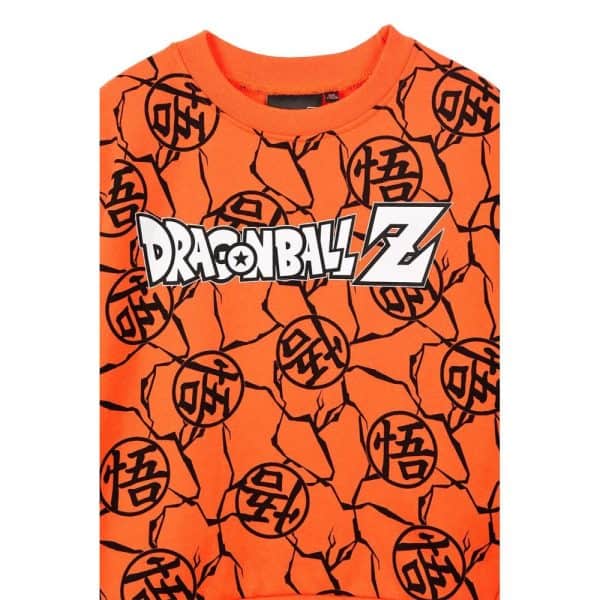 Camiseta naranja de Dragon Ball Z con logotipo y diseño de bolas de dragón.