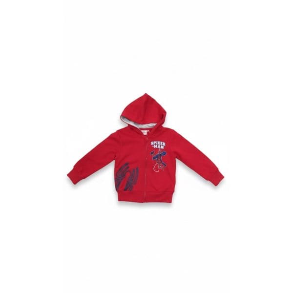 Chaqueta infantil roja con diseño de Spider-Man y capucha.