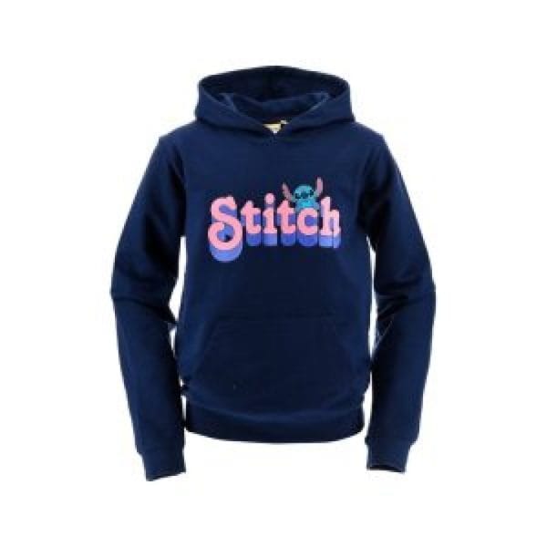 Sudadera azul con logo de Stitch en el centro, ropa casual para niños.