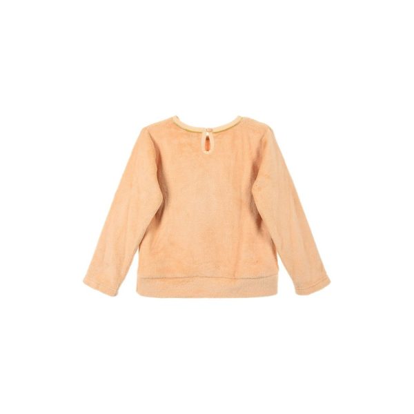 Jersey de niña en color melocotón de Ropa La Giralda con cuello redondo y manga larga.
