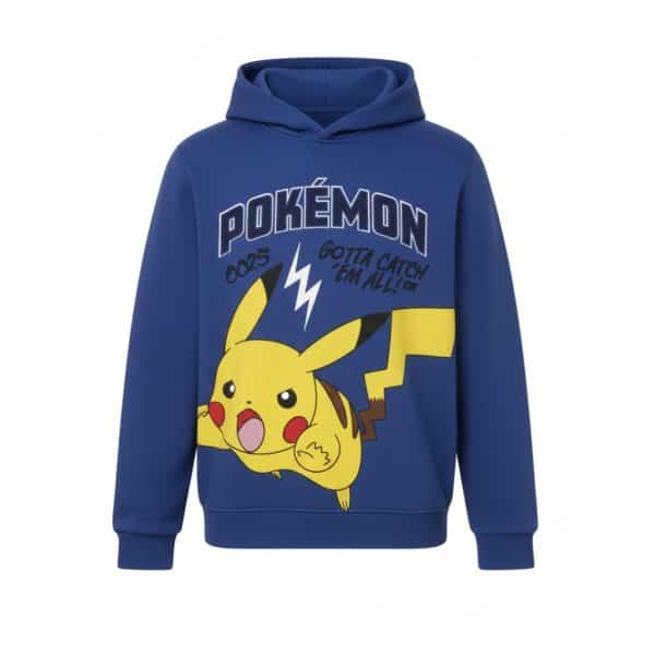 Sudadera azul con Pikachu y logo Pokémon para niños en Ropa La Giralda.