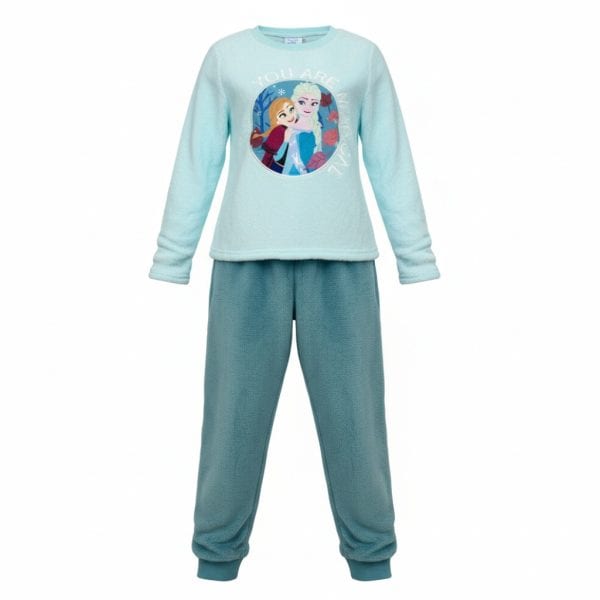 Conjunto de ropa de niña con camiseta de Frozen y pantalones cómodos en azul.