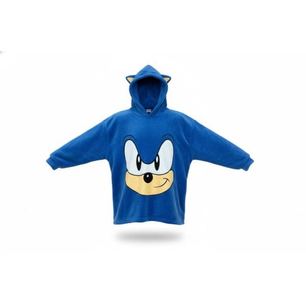 Sudadera azul con capucha y cara de Sonic para niños en Ropa La Giralda.