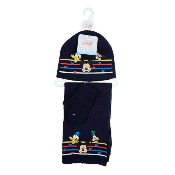 Conjunto de gorro, bufanda y calcetines para bebé con Mickey Mouse y personajes Disney.