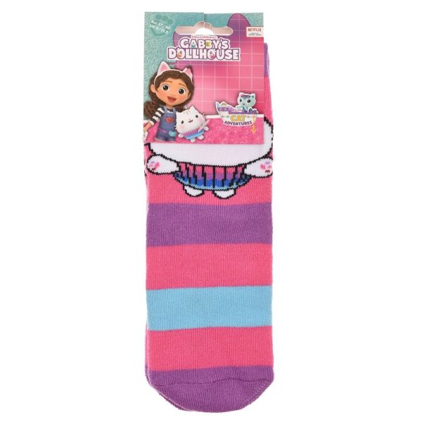 Calcetines de niña con diseño de unicornio y rayas de colores vibrantes.