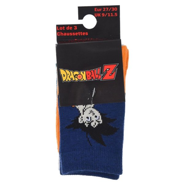 Pack de 3 calcetines Dragon Ball Z con diseño de calavera y cabello negro.