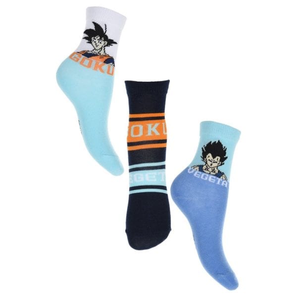 Medias de Dragon Ball Z con personajes Goku y Vegeta en colores azul y negro.