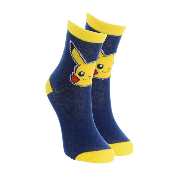 Calcetines de Pokémon Pikachu en color azul y amarillo.