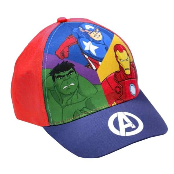 Gorra infantil con personajes de Marvel, Avengers, en colores vivos y diseño divertido.