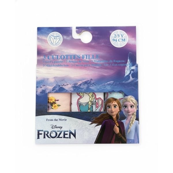 Pack de 3 calzoncillos infantiles de Frozen Disney para niñas, talla 2/3 años.