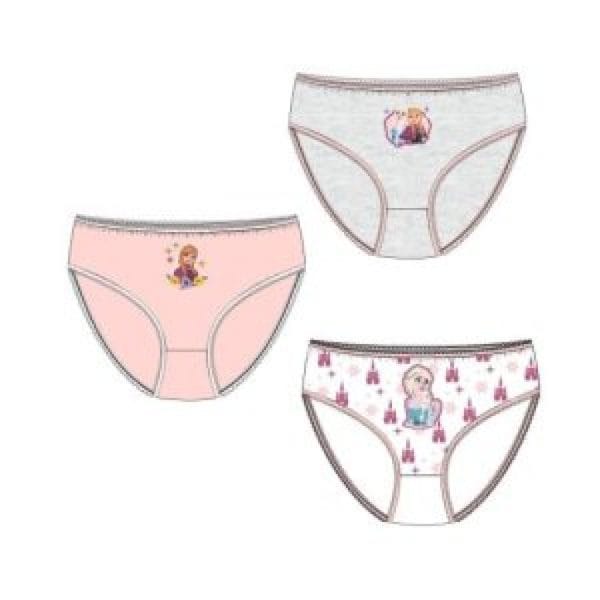 Tres braguitas infantiles con personajes de Disney en colores rosa, gris y blanco.