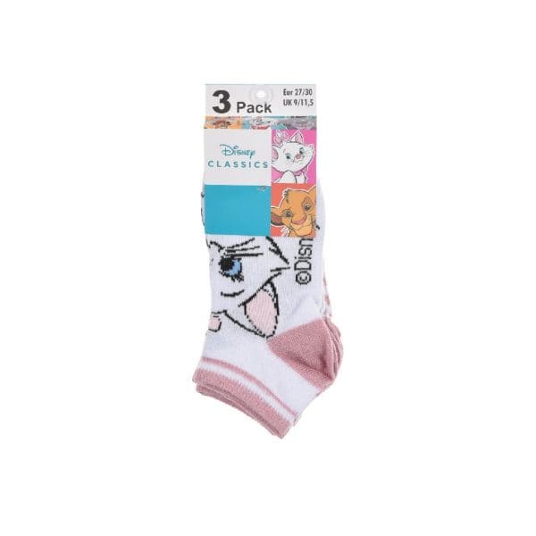 Pack de 3 calcetines Disney Classics con personajes de gatos y perros.