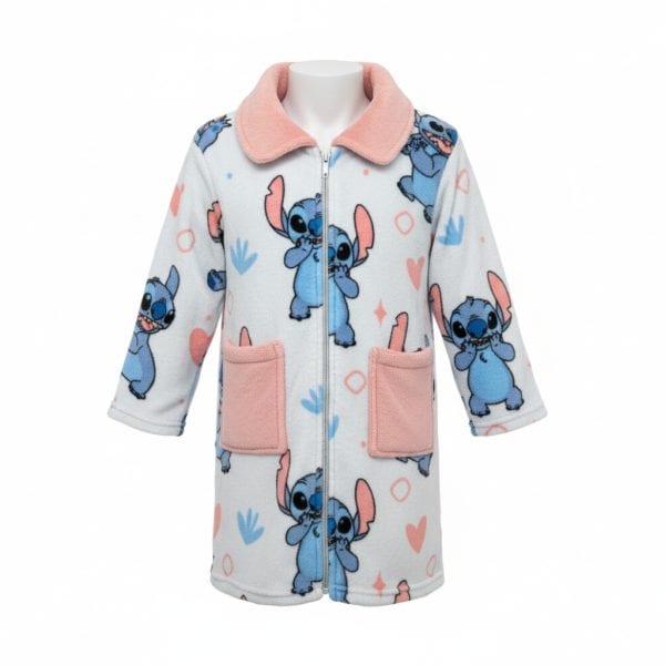 Abrigo infantil con diseño de Stitch de Lilo y Stitch en colores pastel.