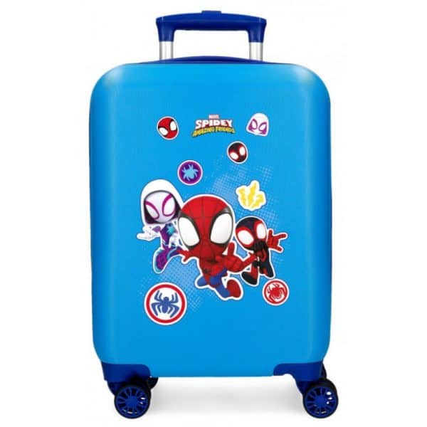 Maleta infantil con diseño de Spider-Man y personajes de Marvel en color azul.