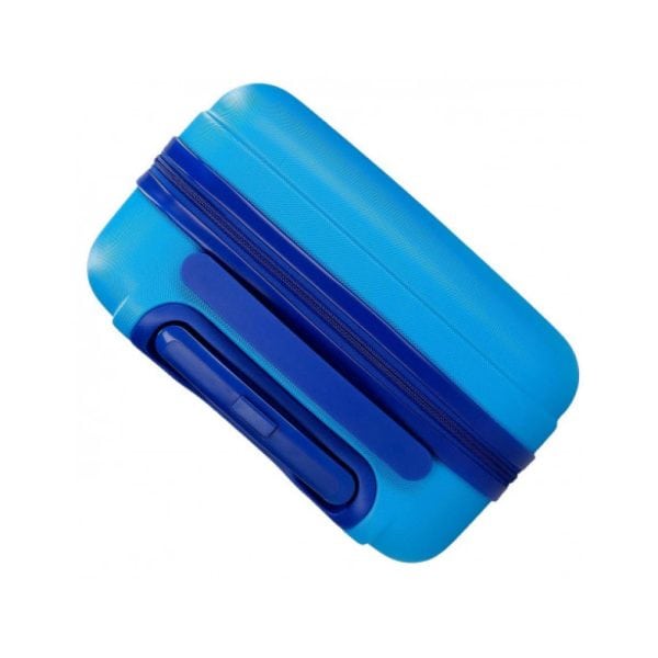 Maleta azul resistente para viajes y transporte de objetos.