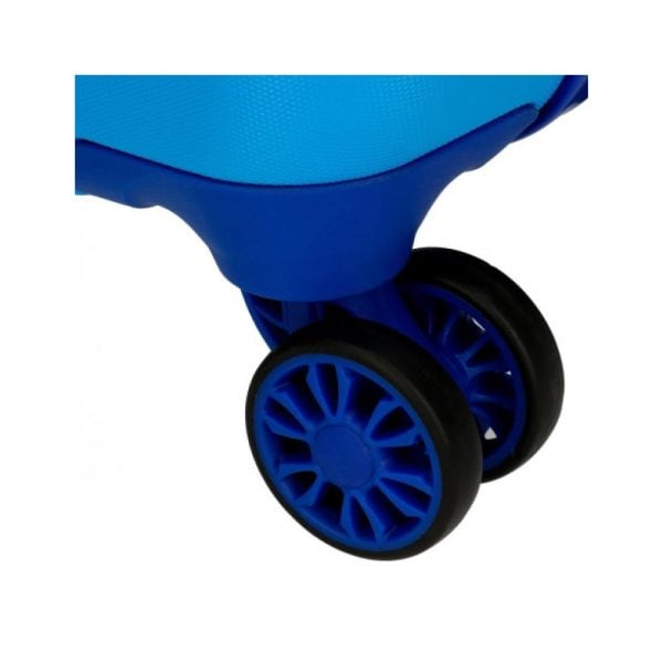 Ruedas de carrito de bebé en color azul y negro.