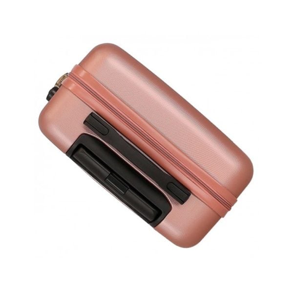 Maleta de viaje rosa con ruedas y asa telescópica para viajes.