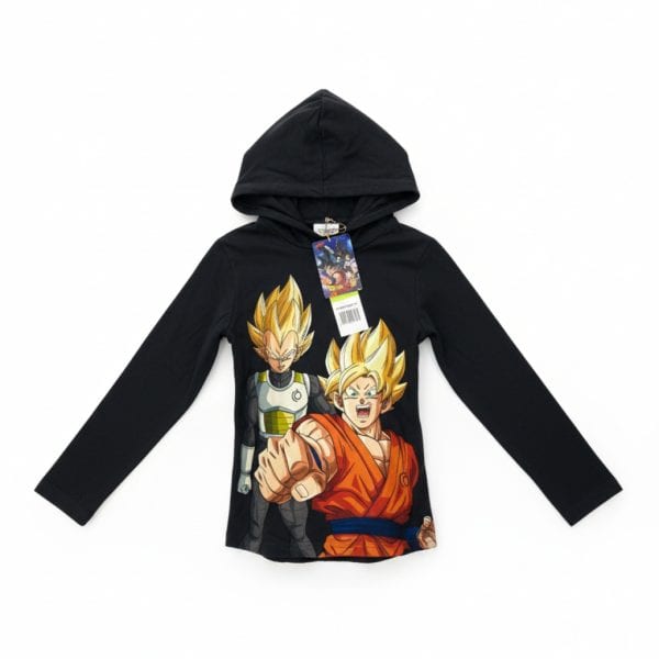 Sudadera infantil con diseño de personajes de Dragon Ball Z en colores vibrantes.