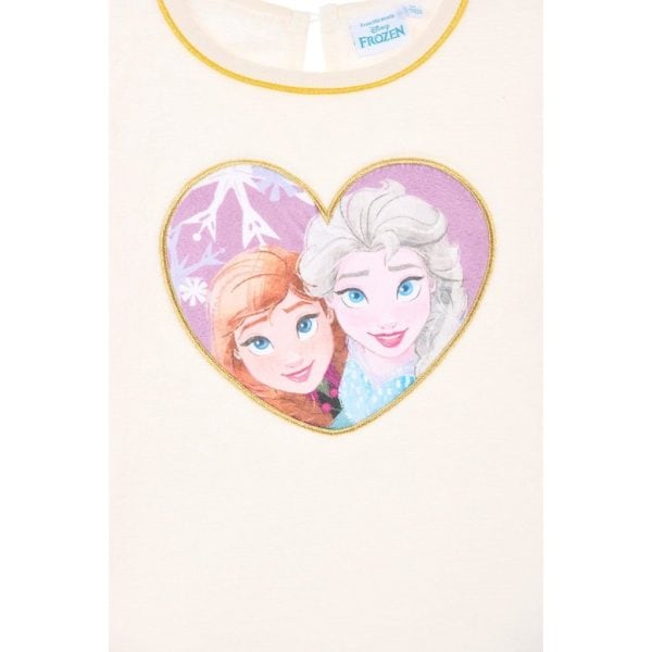 Camiseta blanca con diseño de Elsa y Anna de Frozen en forma de corazón.