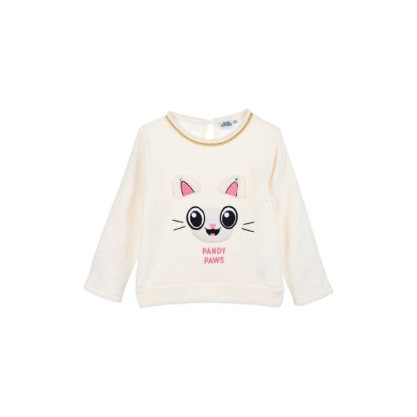 Sudadera infantil con diseño de gato Pandy Paws en color crema.