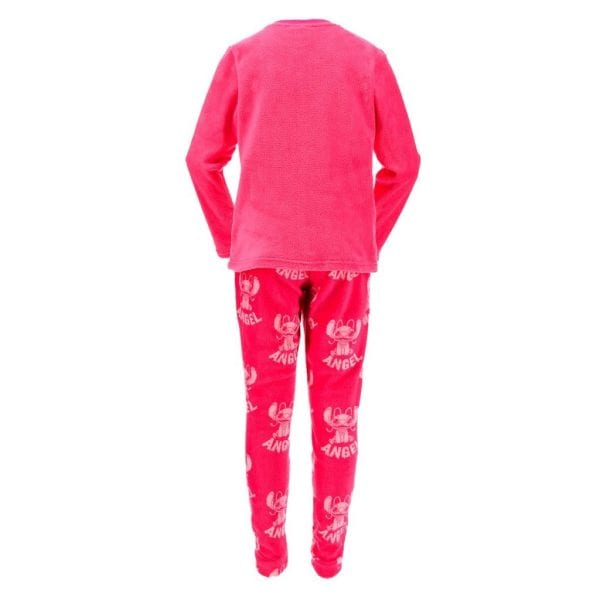 Conjunto de pijama rosa con estampado de ángel y cangrejo para niñas.