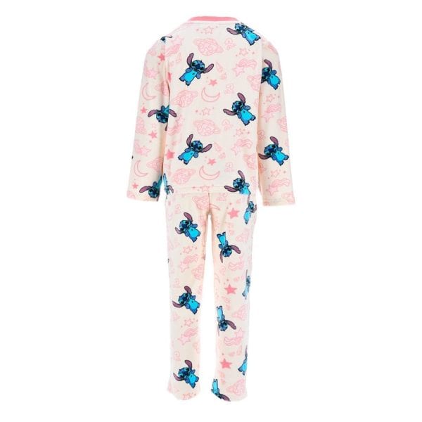 Pijama infantil de algodón con estampado de conejos azules y corazones rosas.