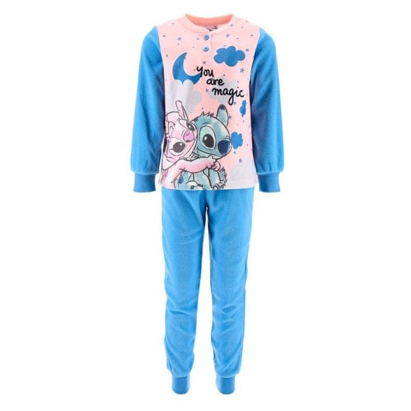 Conjunto de pijama infantil con personajes de dibujos animados y diseño colorido.