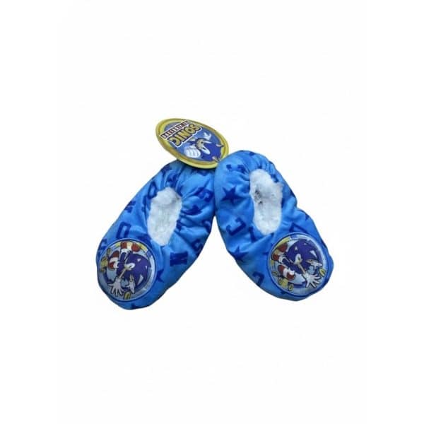Pantuflas infantiles de Sonic en color azul con diseño divertido.