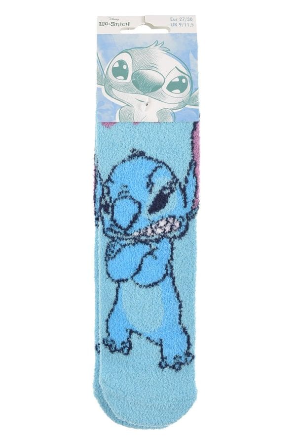 Calcetines de Disney Stitch para niños en color azul con diseño divertido.