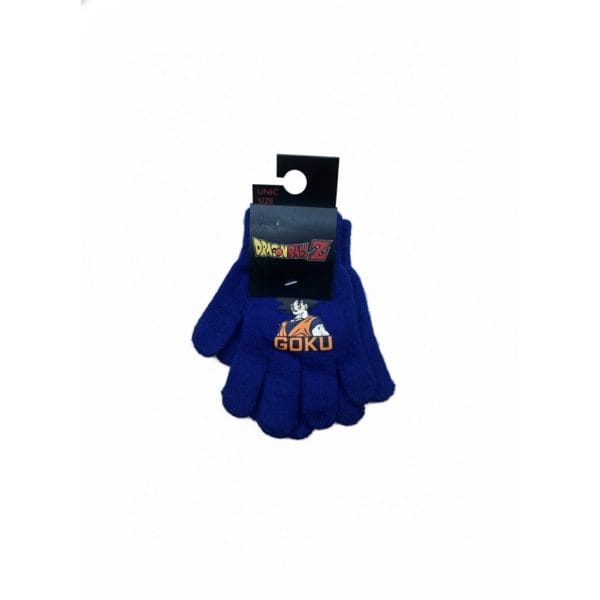 Guantes de lana con diseño de Goku y Dragon Ball Z en color azul.
