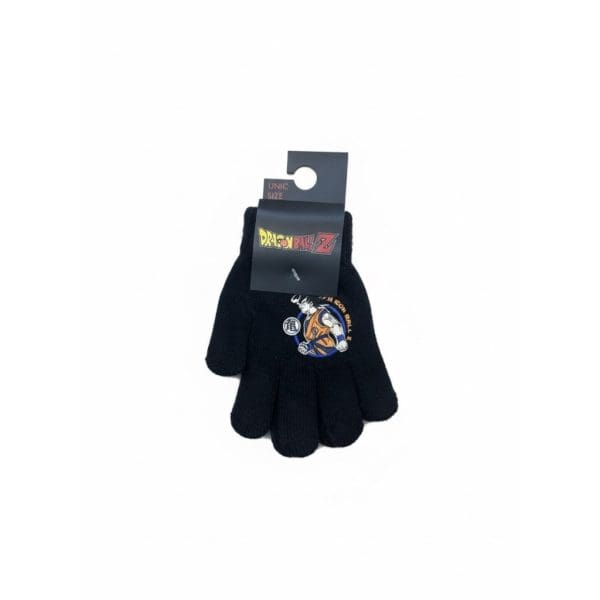 Guantes negros con logo de Dragon Ball Z y personaje Goku.