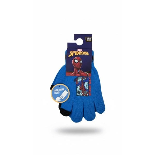 Guantes para niños de Spiderman con pantalla táctil, color azul y negro.