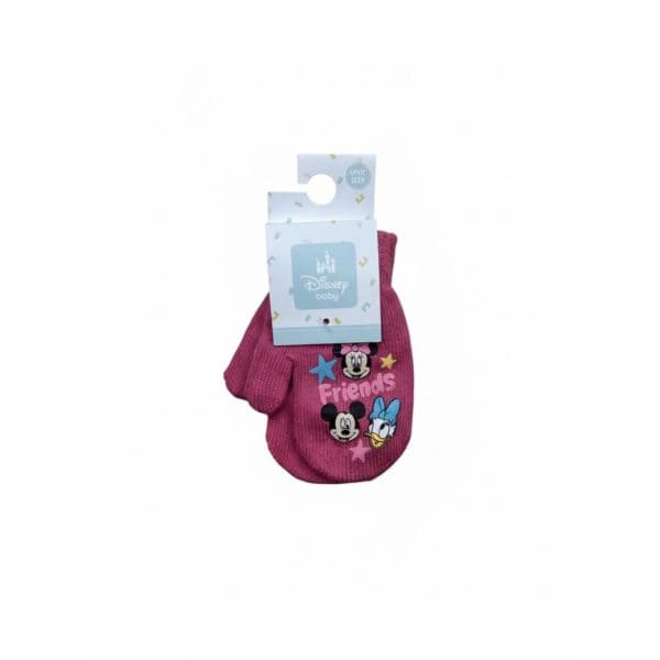 Guantes de bebé Disney con Mickey y amigos en color rosa.