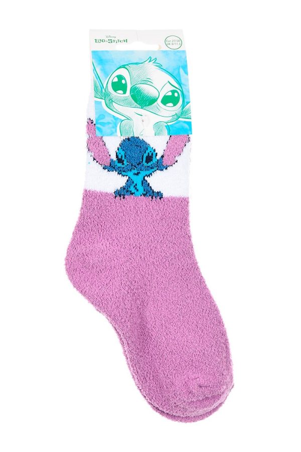 Calcetín rosa con personaje de dibujos animados de Stitch de Lilo y Stitch.
