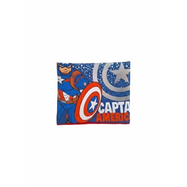 Frazada infantil de Capitán América con diseño de superhéroe y escudo.