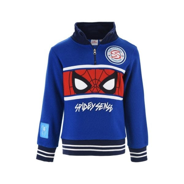 Sudadera azul con diseño de Spider-Man y logotipo de Spider Sense para niños.