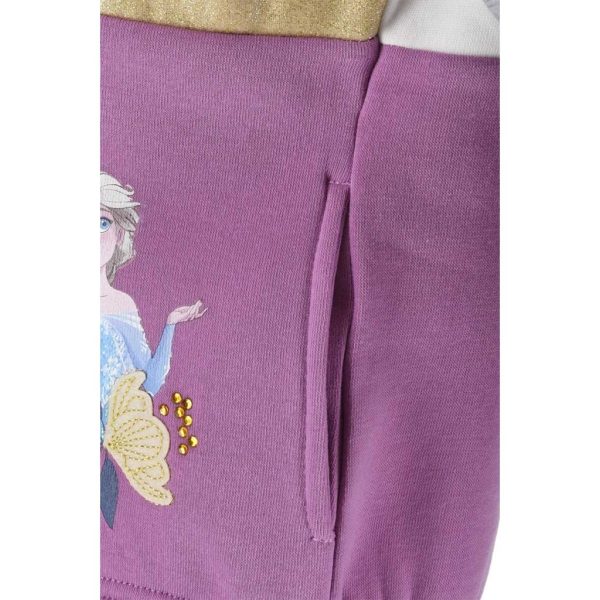 Pantalones deportivos con diseño de princesa en color lila para niñas.