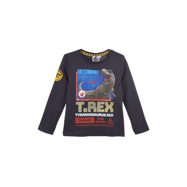 Camiseta infantil de dinosaurio T-Rex con diseño divertido y colores llamativos.