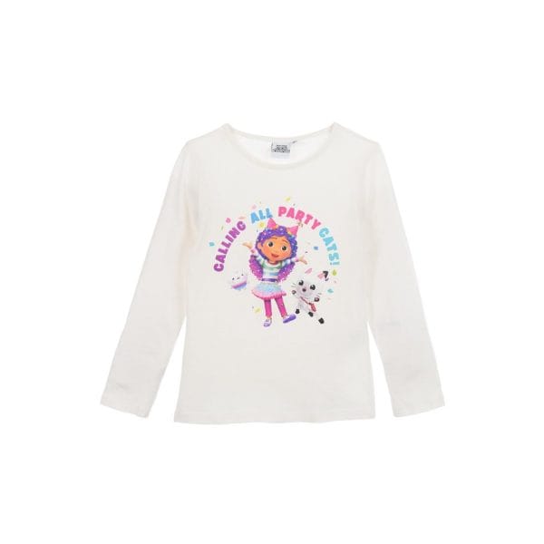 Camiseta infantil blanca con dibujo de niña y unicornio, ideal para fiestas.
