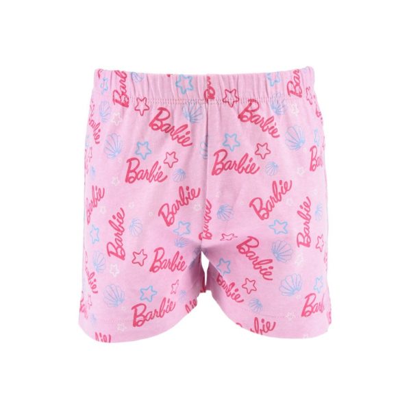 Pantalones cortos de niña con estampado de Barbie en rosa y azul.