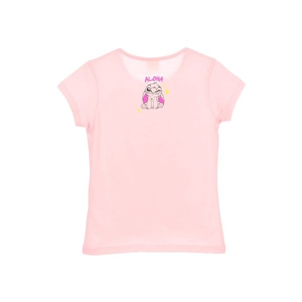 Camiseta rosa con dibujo de gato y la palabra Aloha en la parte superior.