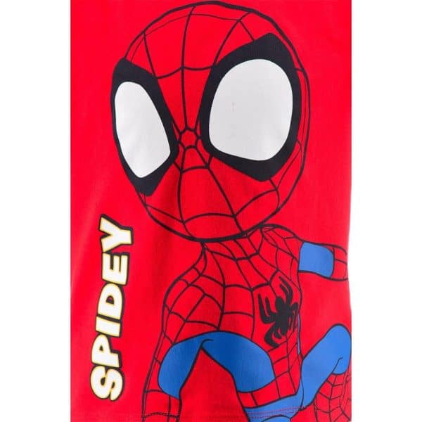 Camiseta infantil de Spider-Man con diseño de superhéroe en rojo y azul.