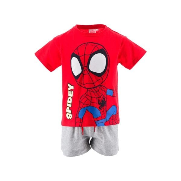 Conjunto Spidey Wonder de manga corta para el verano de la colección Spiderman, disponible en dos colores diferentes. Tallas 2 a 5 años.