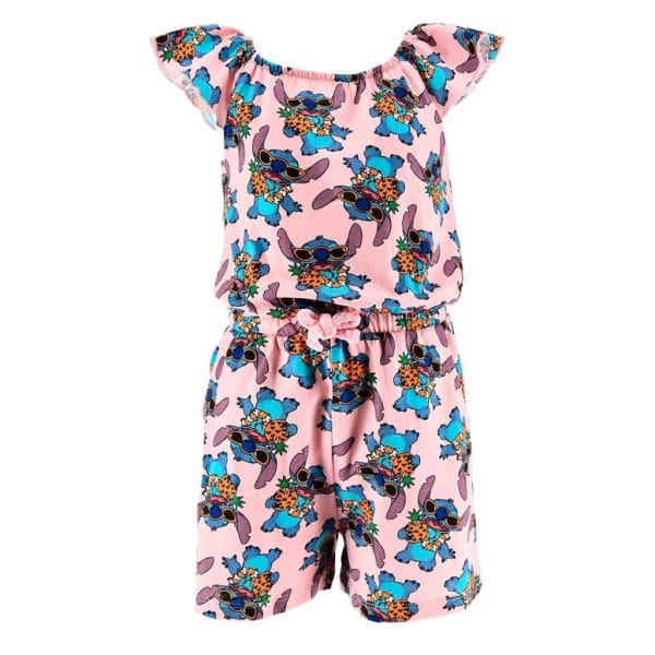 Conjunto de ropa infantil con estampado de gatos y gafas en color rosa y azul.